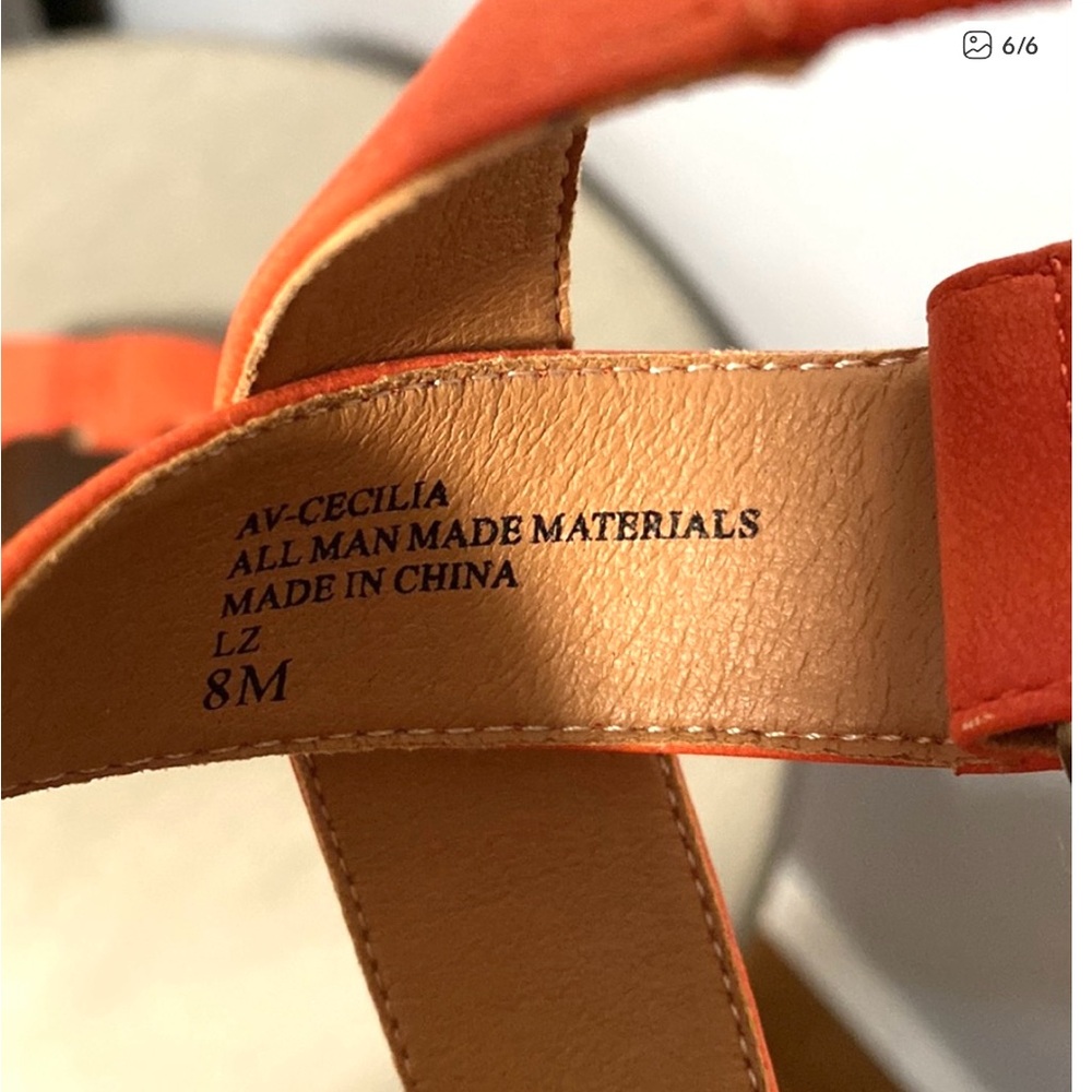 Adrienne Vittadini Sport Women's Orange Wedge Sandals - Picture 6 of 7